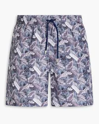 Canali Short-length printed swim shorts - Blue Blue