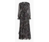 Gilligan ruffled printed chiffon maxi dress - Black