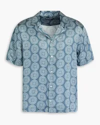 Frescobol Carioca Roberto printed silk-satin shirt - Blue Blue