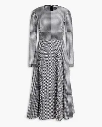 RED Valentino Pleated gingham cotton-blend poplin midi dress - Black Black