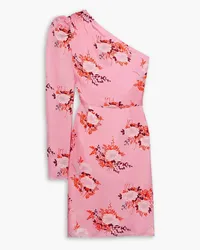 LES RÊVERIES One-sleeve floral-print satin-crepe mini dress - Pink Pink