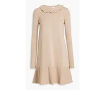 Ruffled metallic cotton-blend mini dress - Neutral