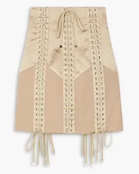 Dolce & Gabbana Lace-up satin and jersey mini skirt - Neutral Neutral