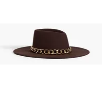 Chain-embellished wool-felt hat - Brown