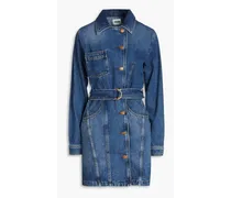 Roulie belted denim mini shirt dress - Blue