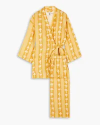 Desmond & Dempsey Printed linen pajama set - Yellow Yellow