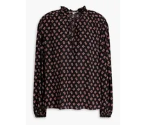 Printed crepe de chine blouse - Black