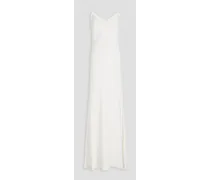 Bead-embellished twill maxi dress - White