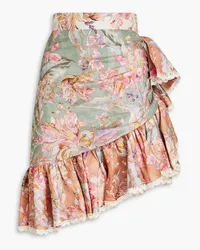 Zimmermann Ruffled floral-print linen skirt - Brown Brown