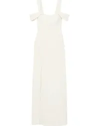 Halston Cold-shoulder draped crepe gown - White White