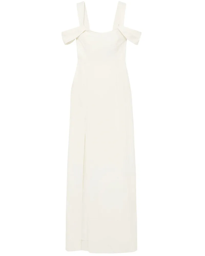 Halston Cold-shoulder draped crepe gown - White White