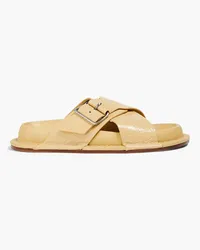 Jil Sander Buckled croc-effect leather sandals - Yellow Yellow