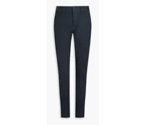 Slim-fit cotton-blend twill pants - Blue