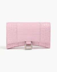 Balenciaga Hourglass croc-effect leather wallet - Pink Pink