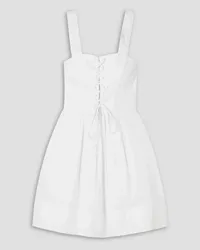 STAUD Sutton lace-up stretch-cotton mini dress - White White