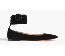 Suede point-toe flats - Black