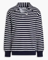 Claudie Pierlot Two-tone striped cotton-blend fleece sweatshirt - Blue Blue