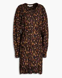 Diane von Furstenberg Dollie gathered printed crepe de chine mini dress - Animal print Animal