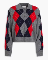 Sandro Argyle wool and cashmere-blend polo sweater - Gray Gray