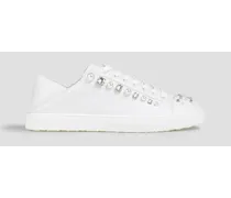 Goldie embellished leather sneakers - White