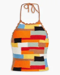 Alice + Olivia Alice Olivia - Yessinia crochet knit cotton and wool-blend halterneck top - Multicolor Multicolor