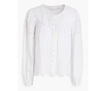 Badyn gathered broderie anglaise blouse - White