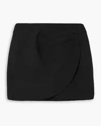 Alessandra Rich Wrap-effect wool mini skirt - Black Black