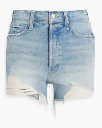 Mother Tomcat Kick distressed denim shorts - Blue Blue