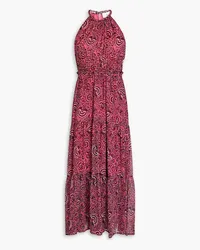 A.L.C. Gathered printed silk-crepon midi dress - Pink Pink