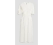 Iris & Ink Corinne cotton-blend jacquard midi dress - White White