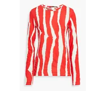 Printed cotton-jersey top - Red
