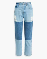 Frame Denim Le Original distressed patchwork high-rise straight-leg jeans - Blue Blue