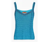 Metallic crochet-knit tank - Blue