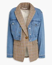 Veronica Beard Keaton denim-layered checked cotton-tweed blazer - Blue Blue