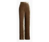 Velvet wide-leg pants - Neutral
