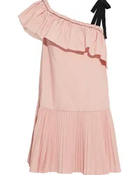 RED Valentino Ruffled pleated cotton-blend poplin mini dress - Pink Pink