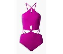 Cutout halterneck swimsuit - Purple