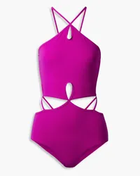 Christopher Esber Cutout halterneck swimsuit - Purple Purple