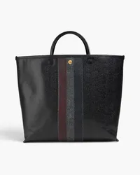 Thom Browne Felt-trimmed pebbled-leather tote - Black - OneSize Black