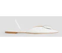 Sabine embellished moire slingback point-toe flats - White