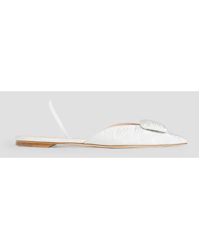 Rupert Sanderson Sabine embellished moire slingback point-toe flats - White White