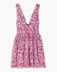 Matteau Floral-print cotton-poplin mini dress - Pink Pink