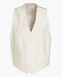 Sandro Satin twill-paneled pinstriped woven vest - White White