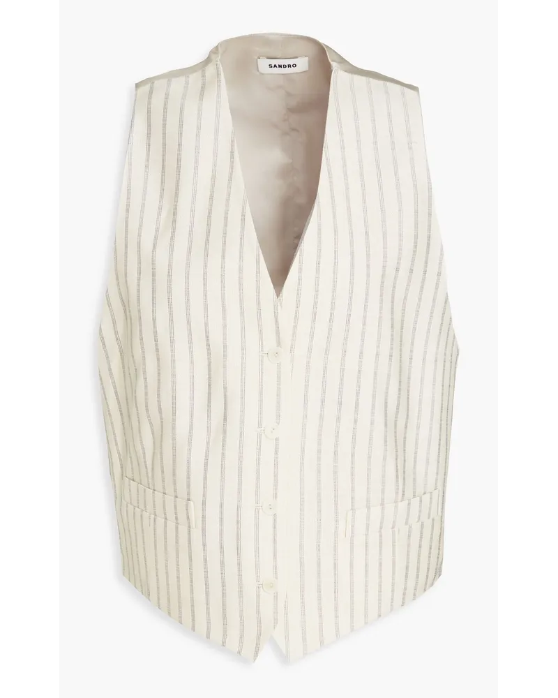 Sandro Satin twill-paneled pinstriped woven vest - White White