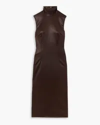 Dolce & Gabbana Coated stretch-satin midi dress - Brown Brown