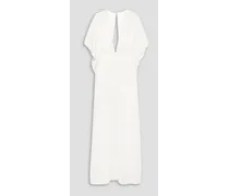 Cape-effect cutout silk-satin gown - White