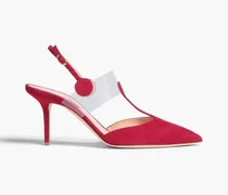 Kyoto PVC-trimmed suede slingback pumps - Red