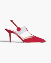 Rupert Sanderson Kyoto PVC-trimmed suede slingback pumps - Red Red