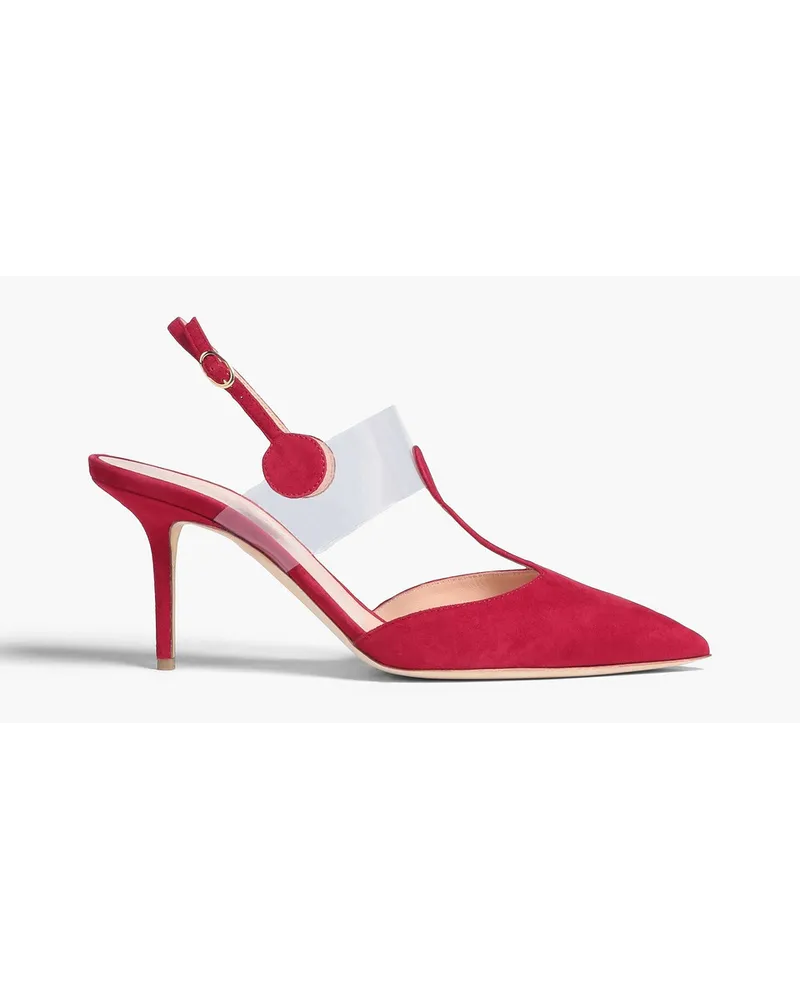 Rupert Sanderson Kyoto PVC-trimmed suede slingback pumps - Red Red