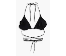 Appliquéd triangle bikini top - Black